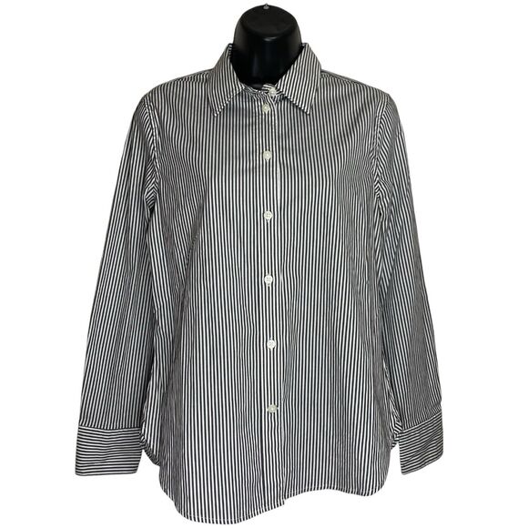 J Crew Button Up Shirt Womens 2 Striped Slim Fit Stretch Cotton Poplin AW239 NWT - Picture 1 of 13